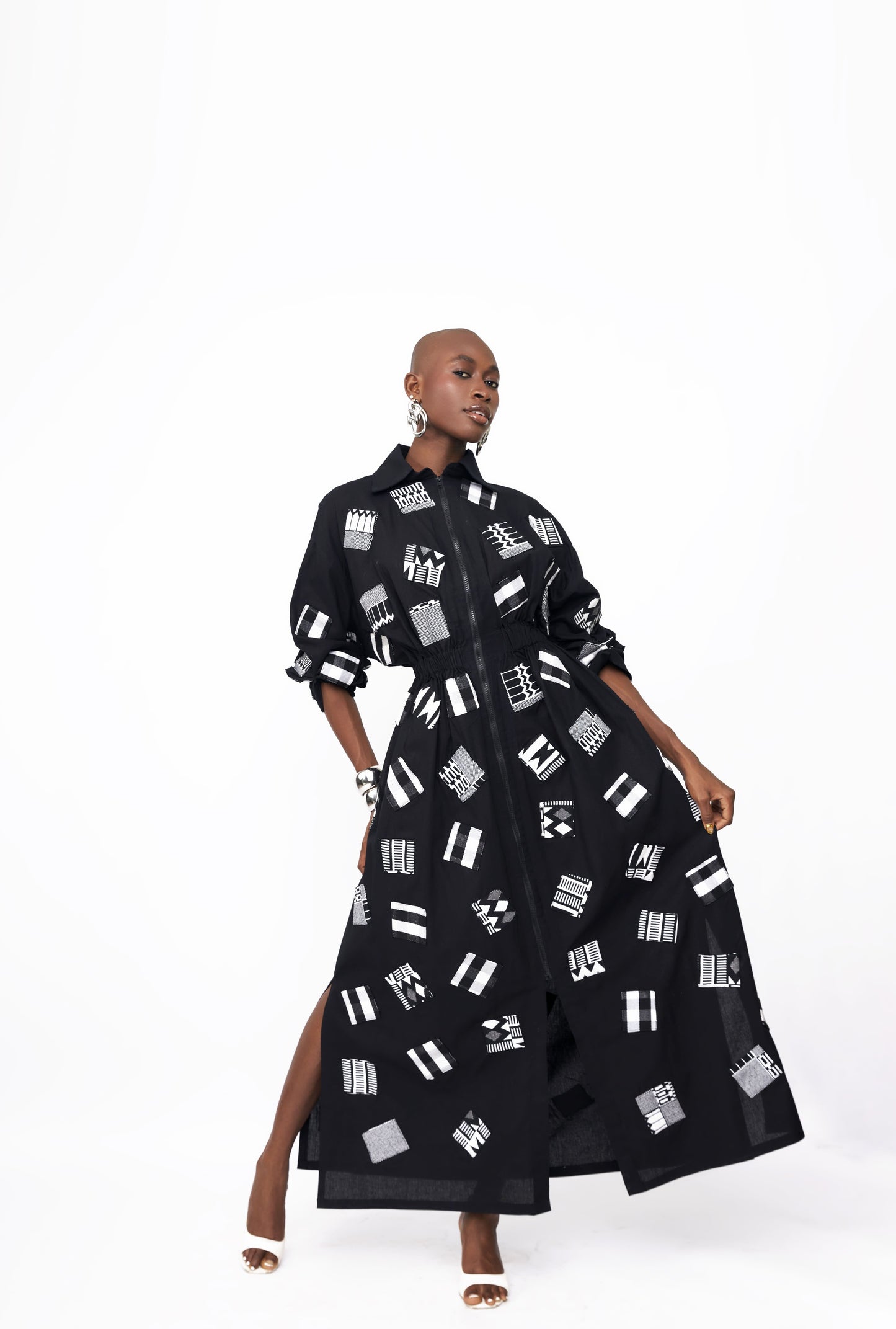 Dita Trench Dress - Black - Hertunba