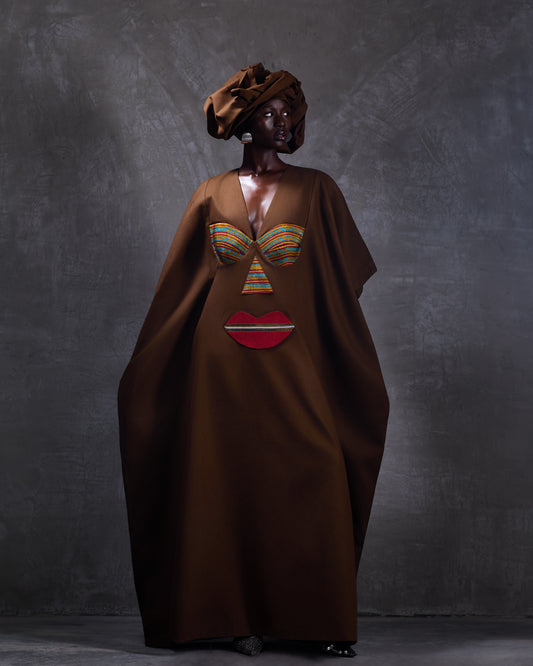 Dona Kaftan in  Brown & Khaki Hertunba