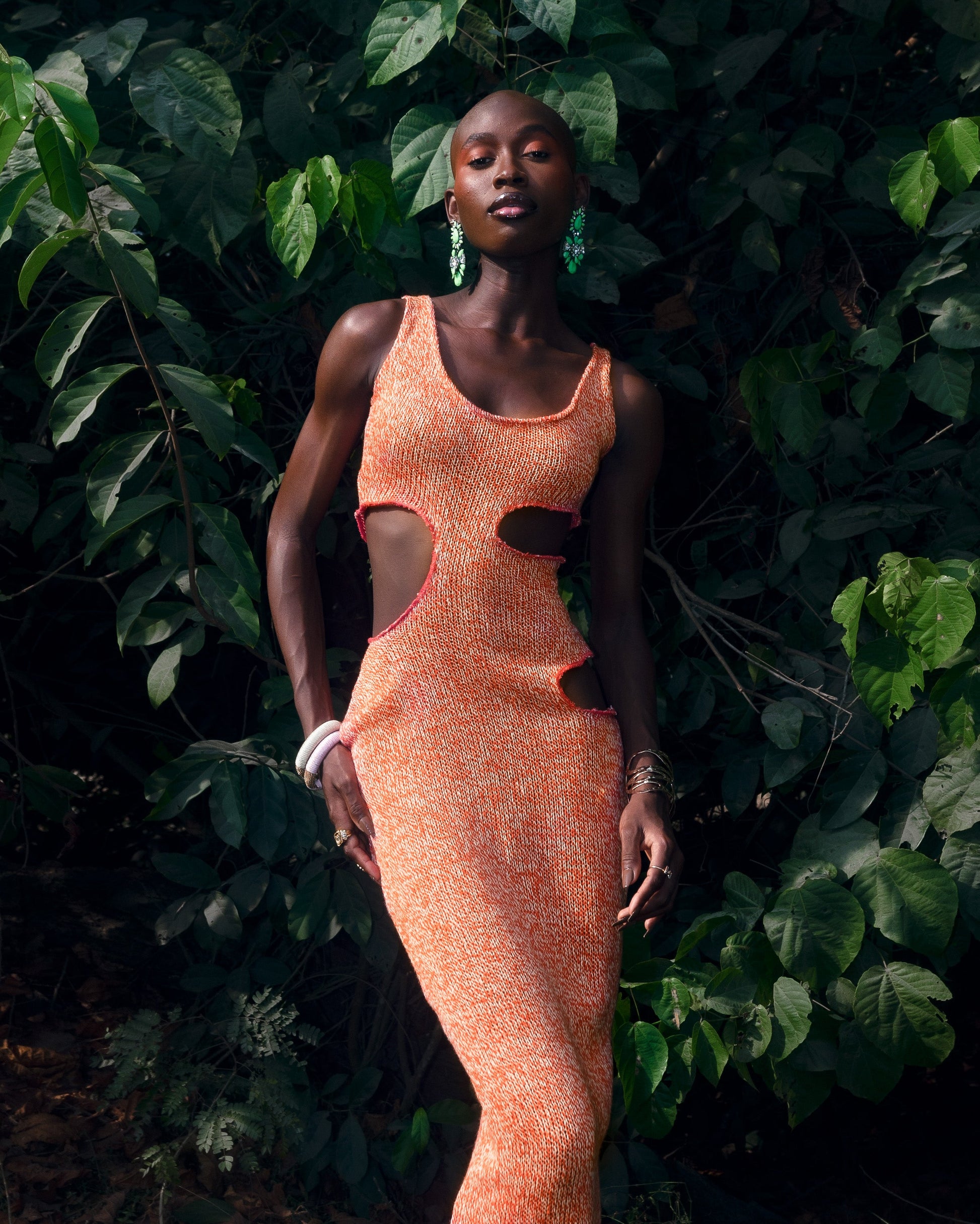 Tangerine Knit Dress - Hertunba